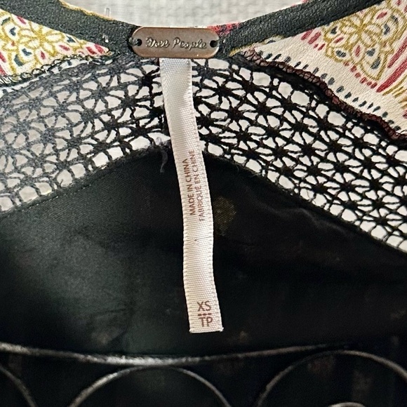 Free People Pebble Rain balloon sleeve printed mini boho dress size XS - Picture 6 of 13